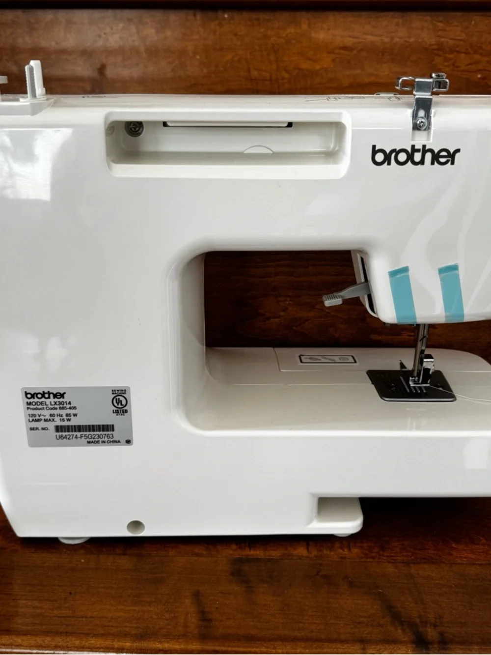 Brother White Sewing Machine with Teal Accents - Picture 2 of 6